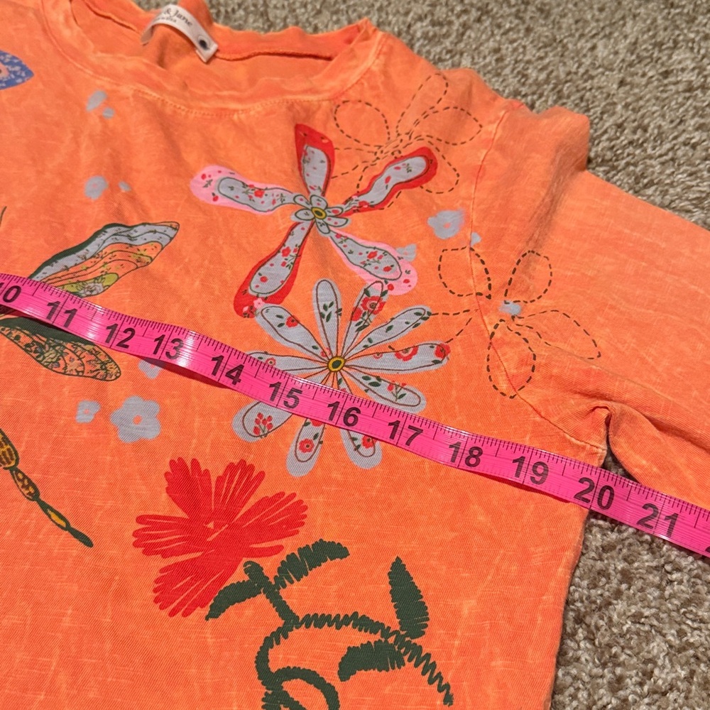 Jess & Jane ruffled layer-look floral dragonfly 3/4 sleeve top (L) EUC! - Picture 7 of 14